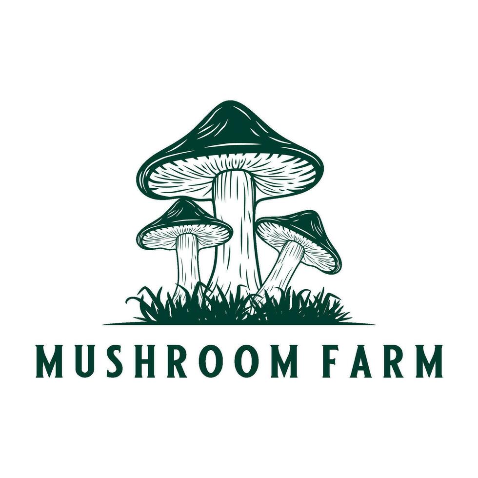 mushroom vector logo. mushroom farmer design, processing, cultivation and mushroom business.