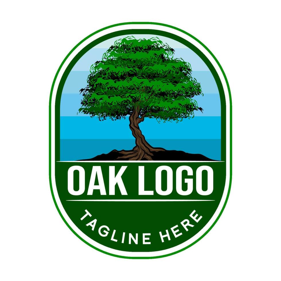 oak tree root logo. a tree with its roots in the circles of real estate design, construction, housing, furniture, and more vector