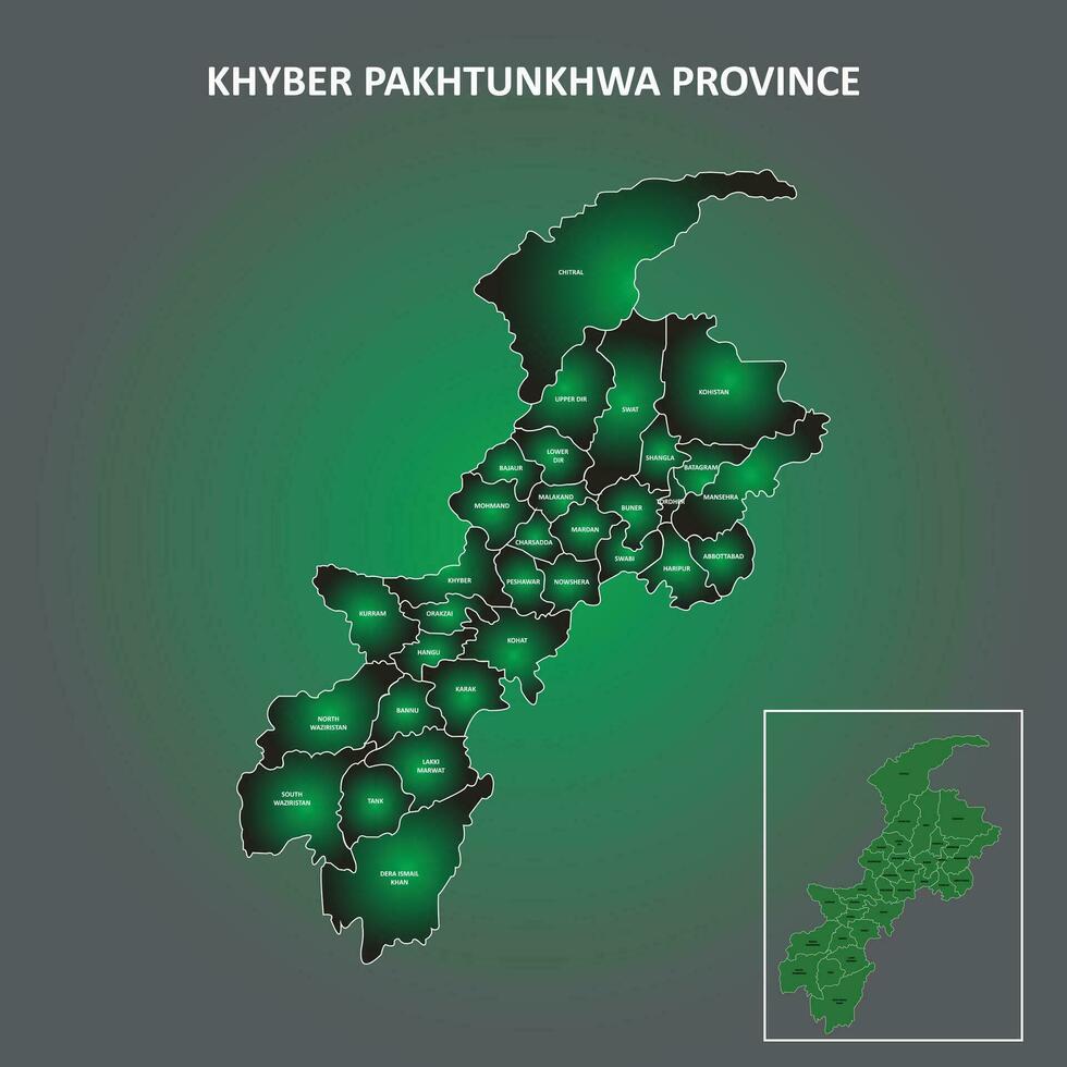 khyber pakhtunkhwa distrito mapa con único color degradado. ilustración vector