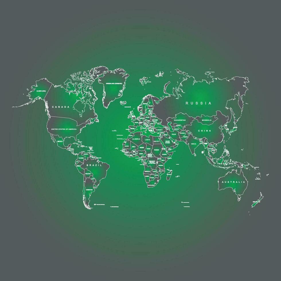 Global Map with Gradient Green Background and Different Design vector