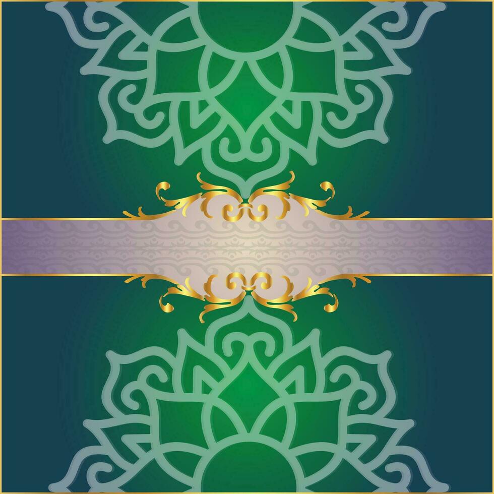 Design of a Scarf a Geometric Flower Pattern of Mandala, Vector illustration, Green color, Decorative Illustration, background abstract, Seamless background with black pattern, calligraphic, Vector