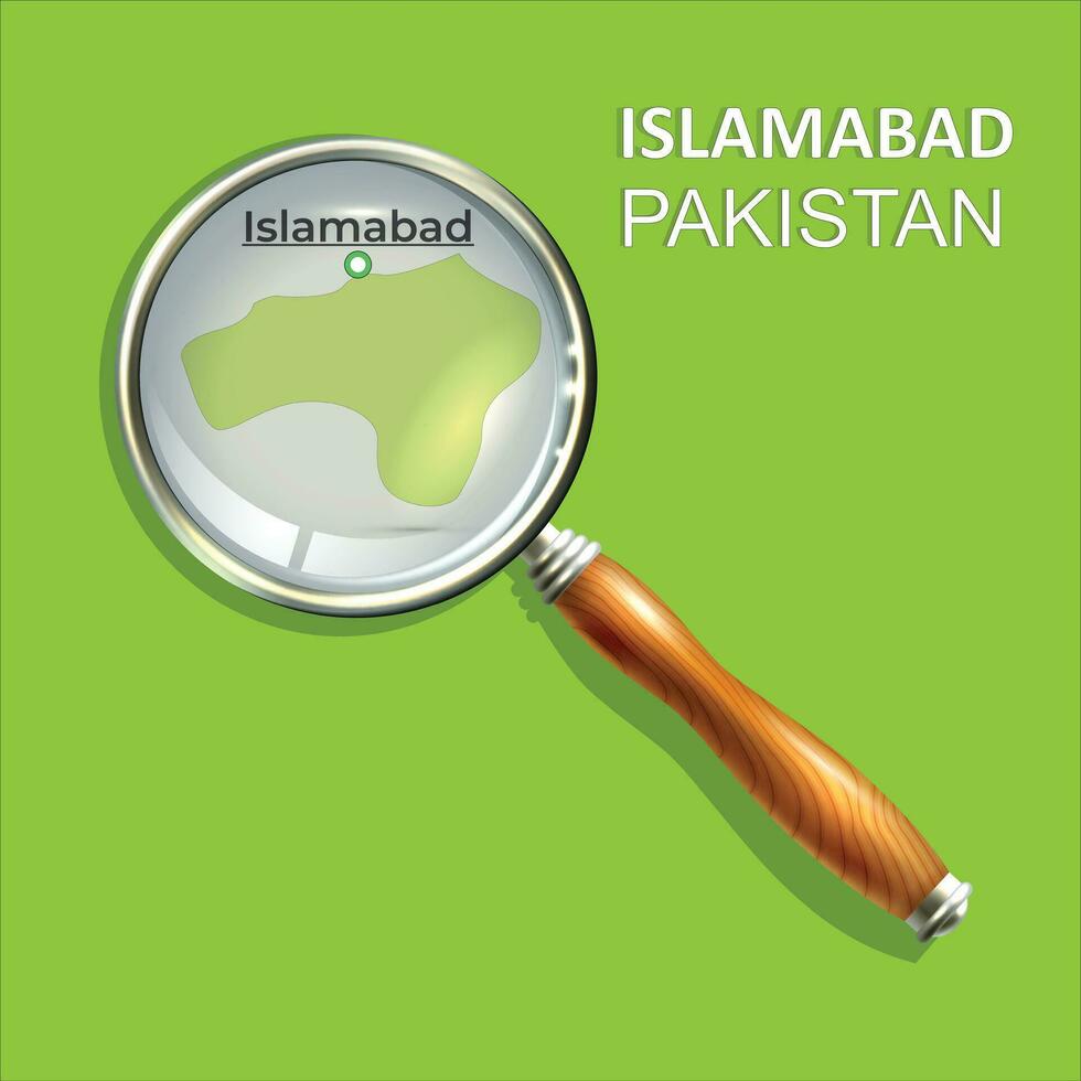 Islamabad Magnifier with map of abstract topographic background. Pakistan province, Illustration map. vector