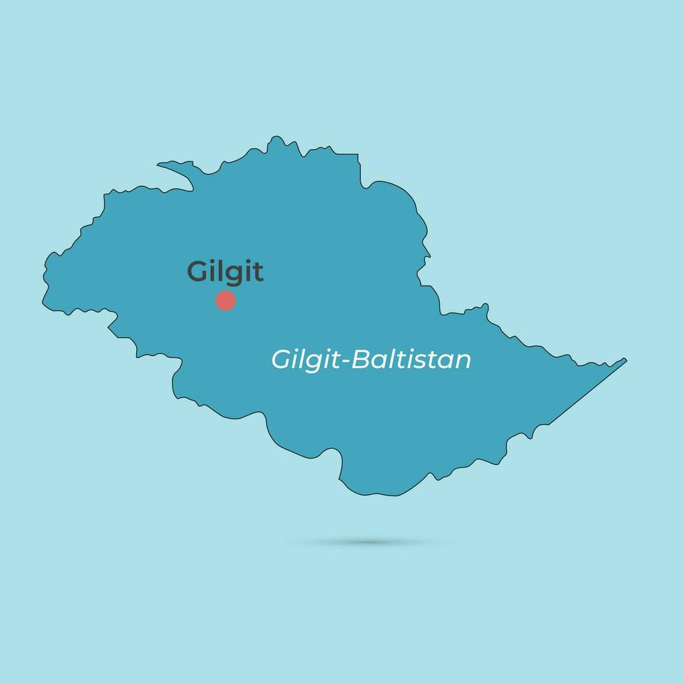 Pakistan Gilgit map with blue color with city name, Unique art color vector