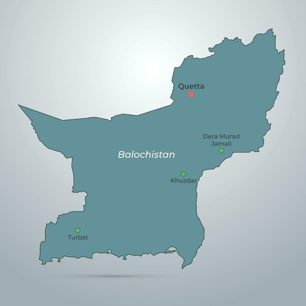baluchistán mapa Pakistán ciudad con ciudad color vector