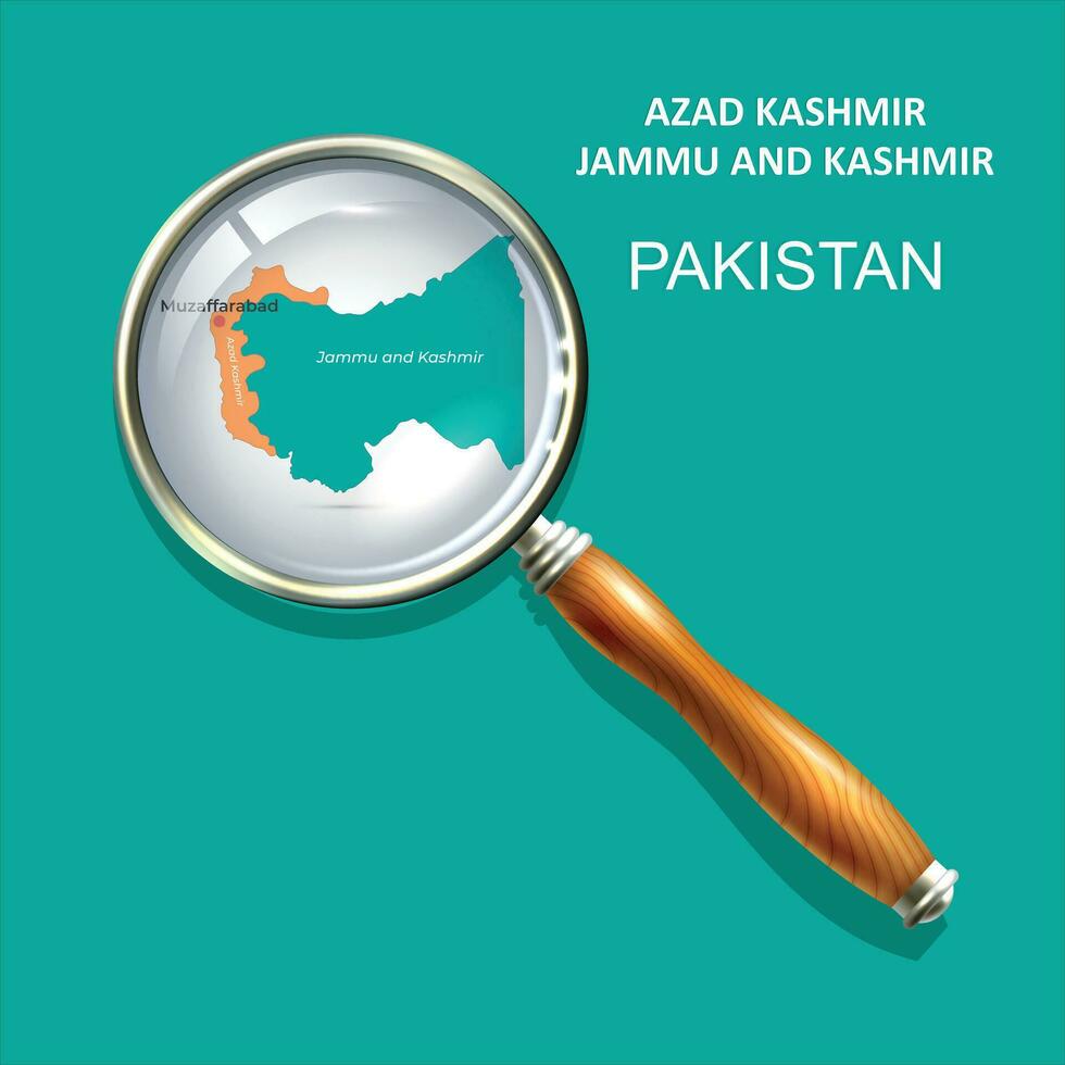 Azad Kashmir Magnifier with map of abstract topographic background. Pakistan province, Vector map.