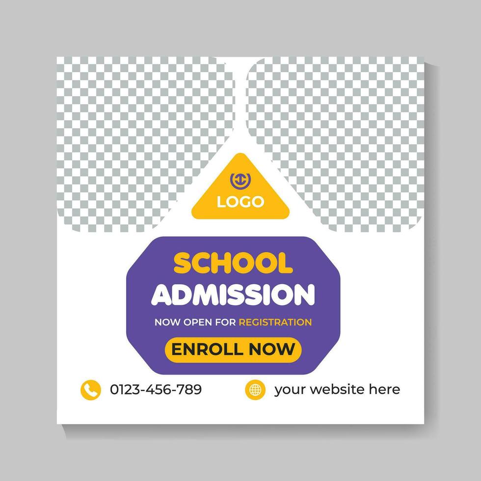 Creative school admission education social media post design modern back to school web banner template vector