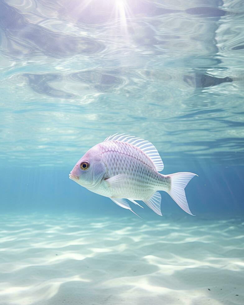 AI generated Realistic fish swimming in the ocean underwater photo