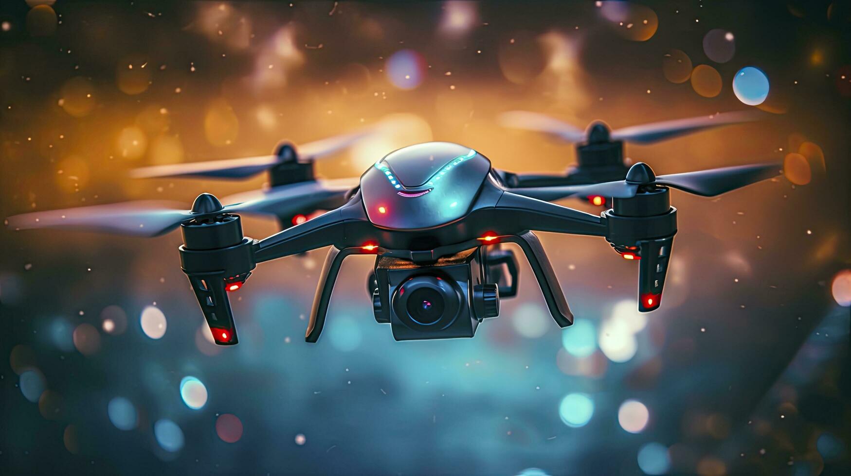 AI generated Photo close up surveillance drone with bokeh effect