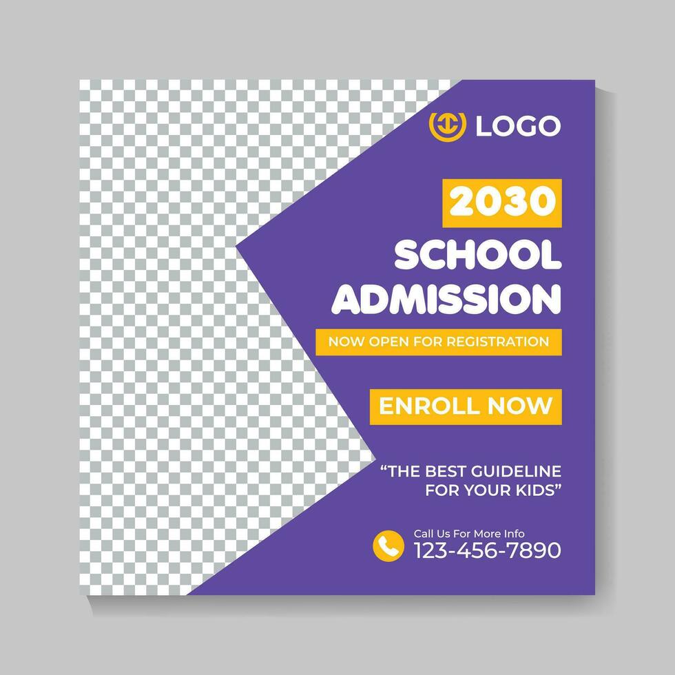 Professional modern school admission education social media post design creative back to school web banner template vector