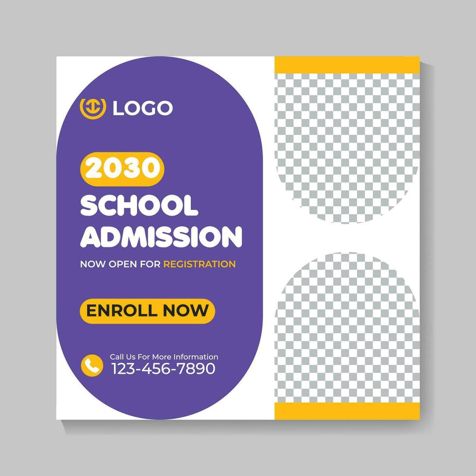 School admission education social media post design back to school web banner template vector