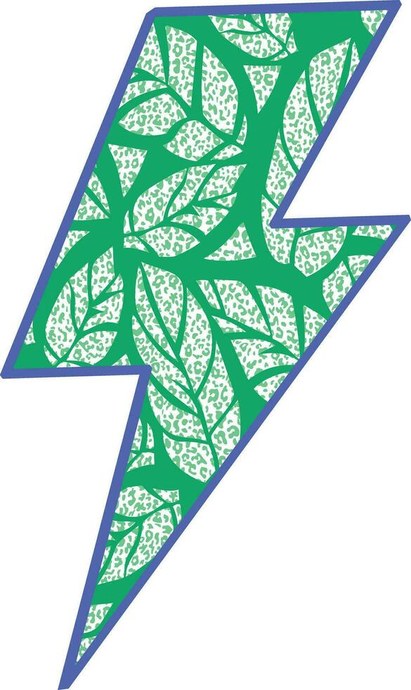 rayo símbolo con hojas. vector ilustración aislado en blanco antecedentes.