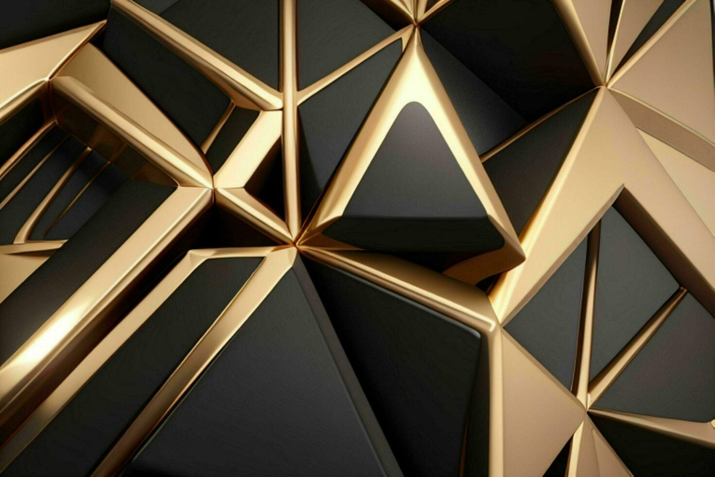 AI generated 3d rendering luxury black and golden abstract background. Pro Photo