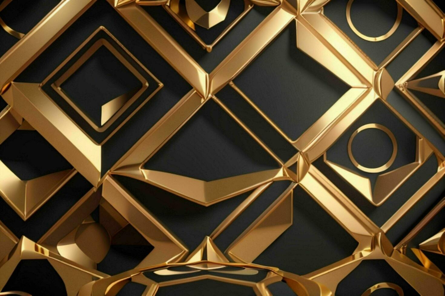 AI generated 3d rendering luxury black and golden abstract background. Pro Photo