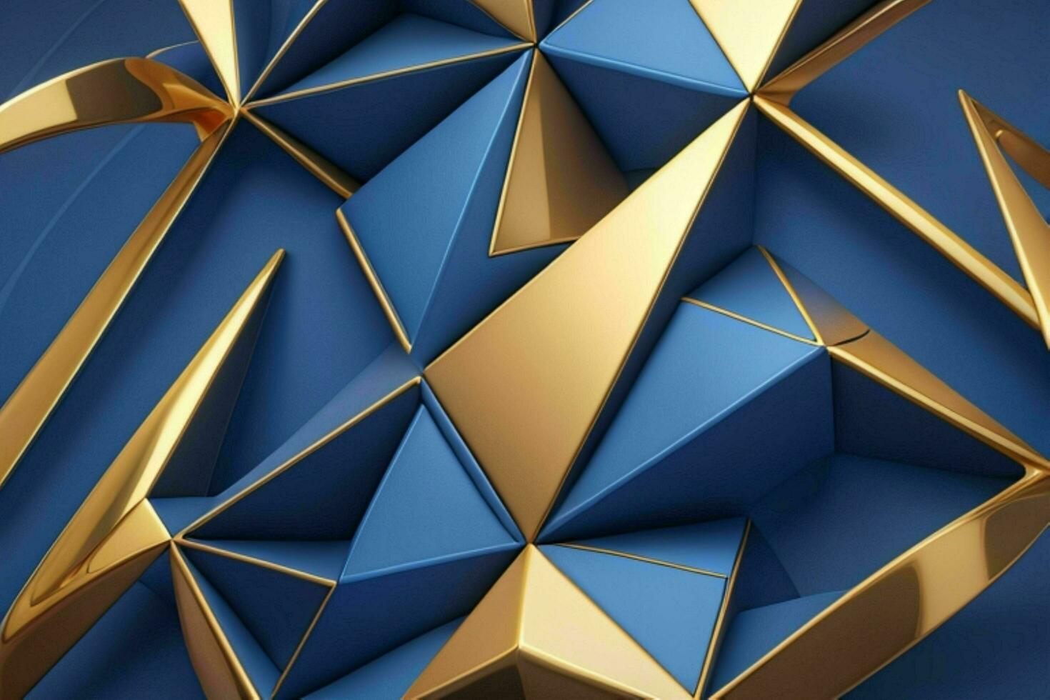 AI generated 3d rendering luxury blue and golden abstract background. Pro Photo