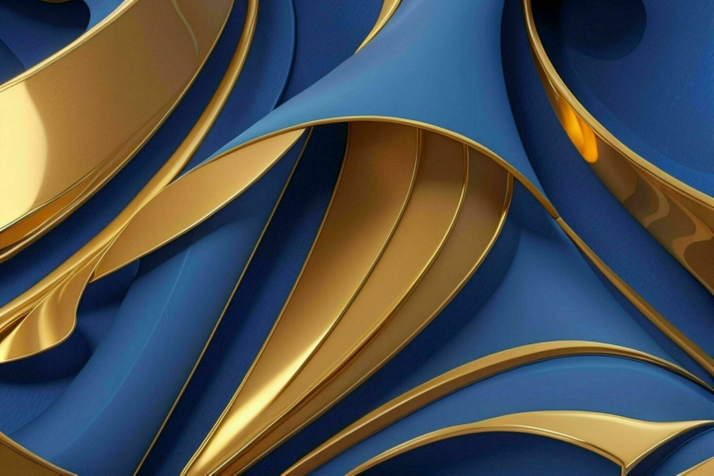 AI generated 3d rendering luxury blue and golden abstract background. Pro Photo