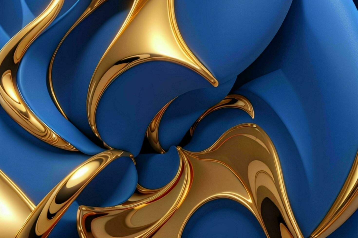 AI generated 3d rendering luxury blue and golden abstract background. Pro Photo