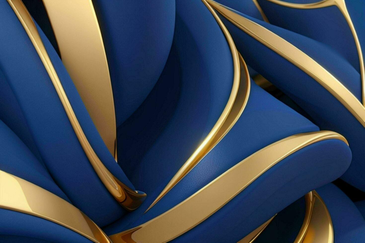 AI generated 3d rendering luxury blue and golden abstract background. Pro Photo
