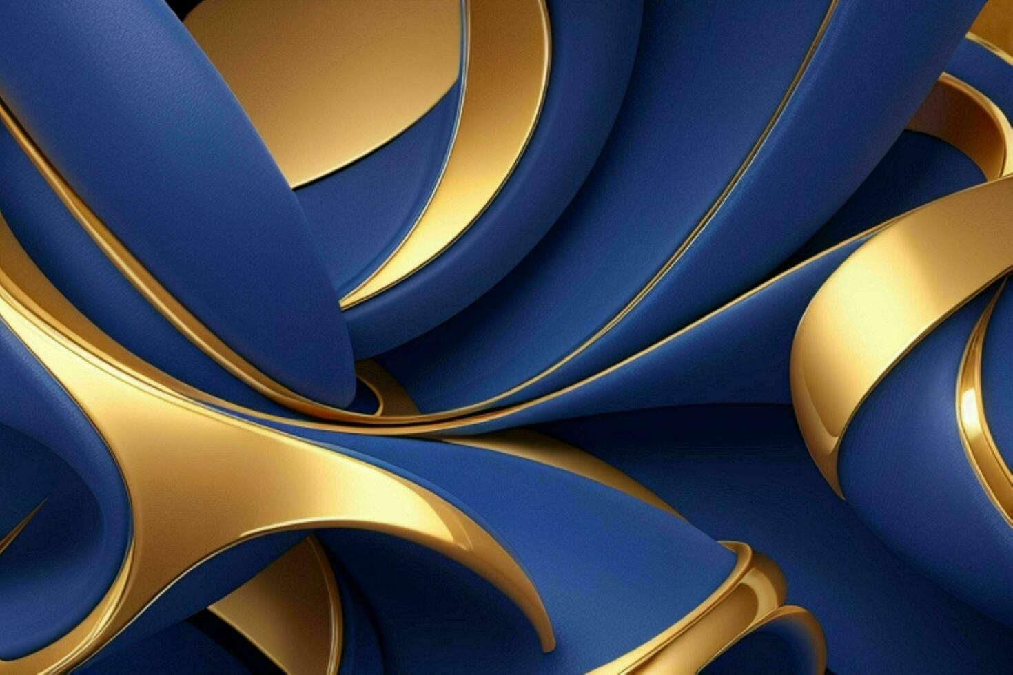 AI generated 3d rendering luxury blue and golden abstract background. Pro Photo