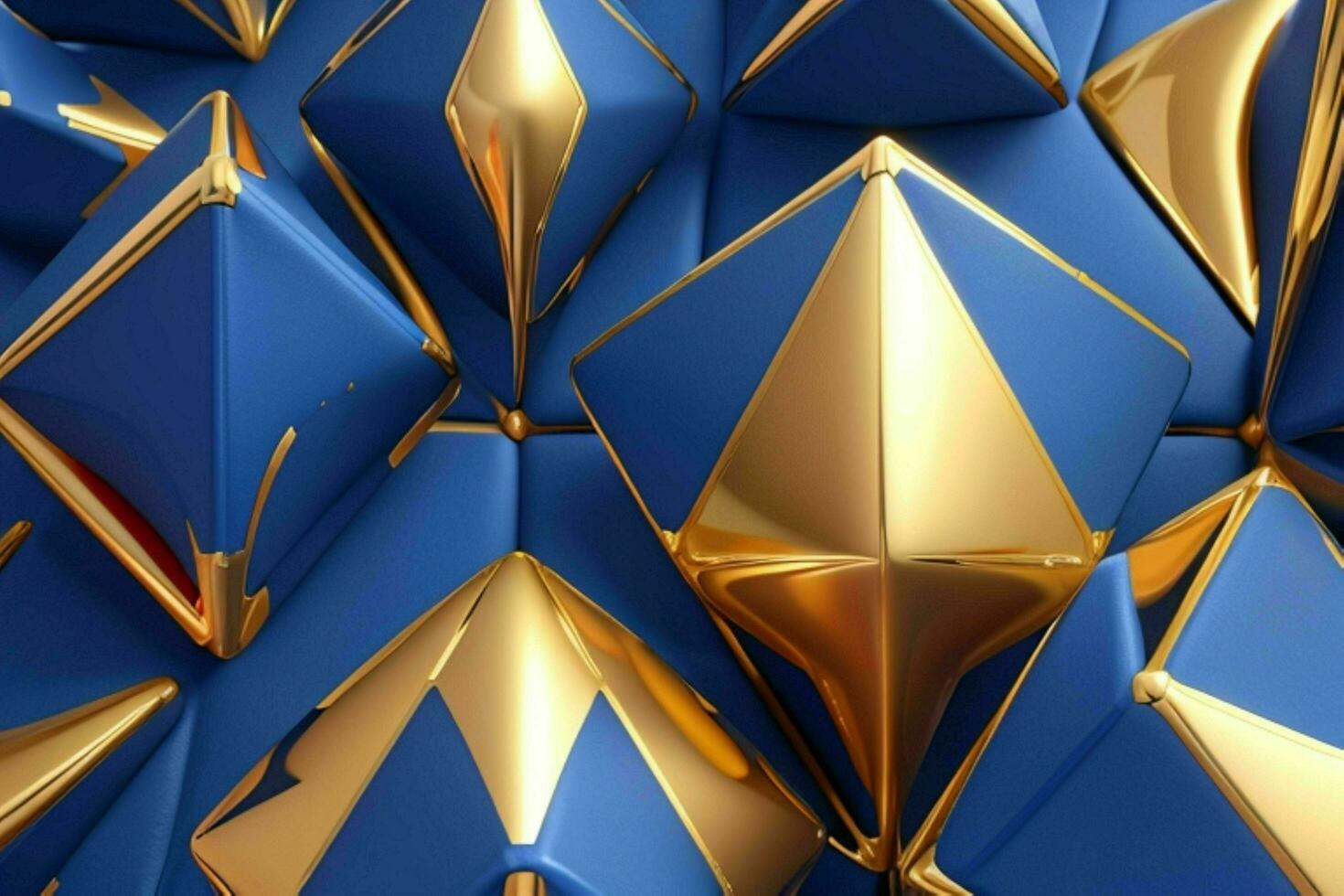 AI generated 3d rendering luxury blue and golden abstract background. Pro Photo