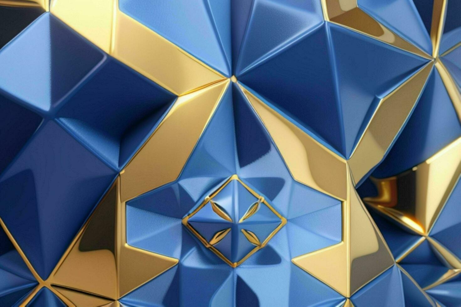 AI generated 3d rendering luxury blue and golden abstract background. Pro Photo