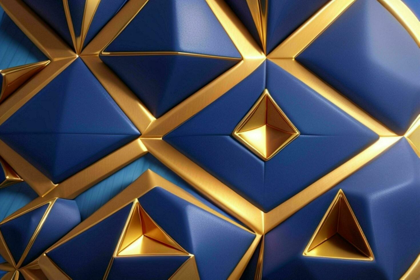 AI generated 3d rendering luxury blue and golden abstract background. Pro Photo