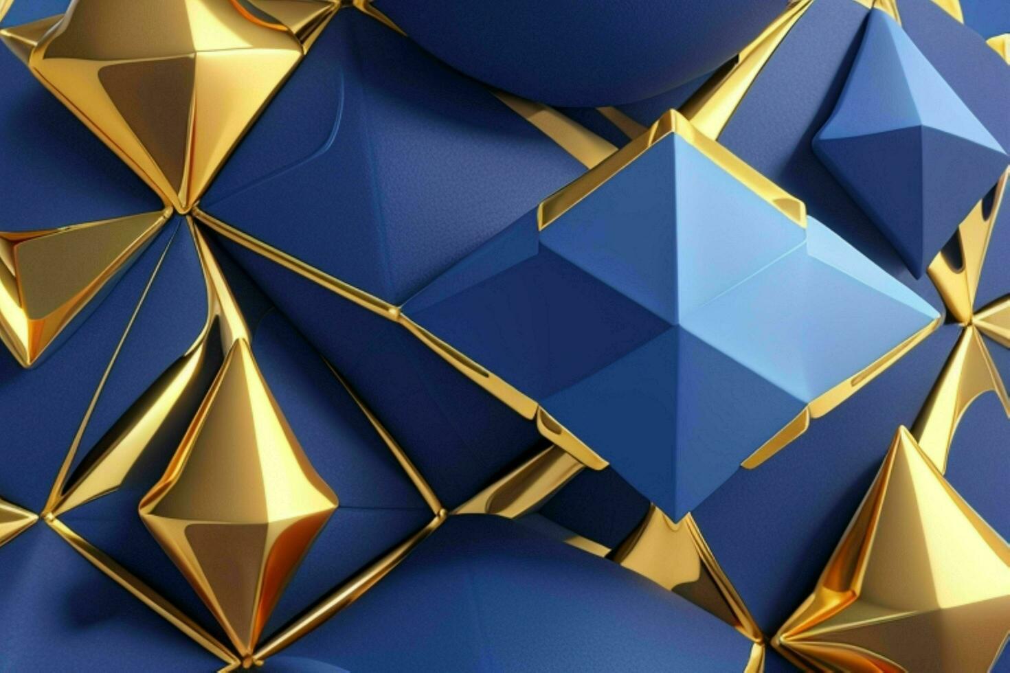 AI generated 3d rendering luxury blue and golden abstract background. Pro Photo