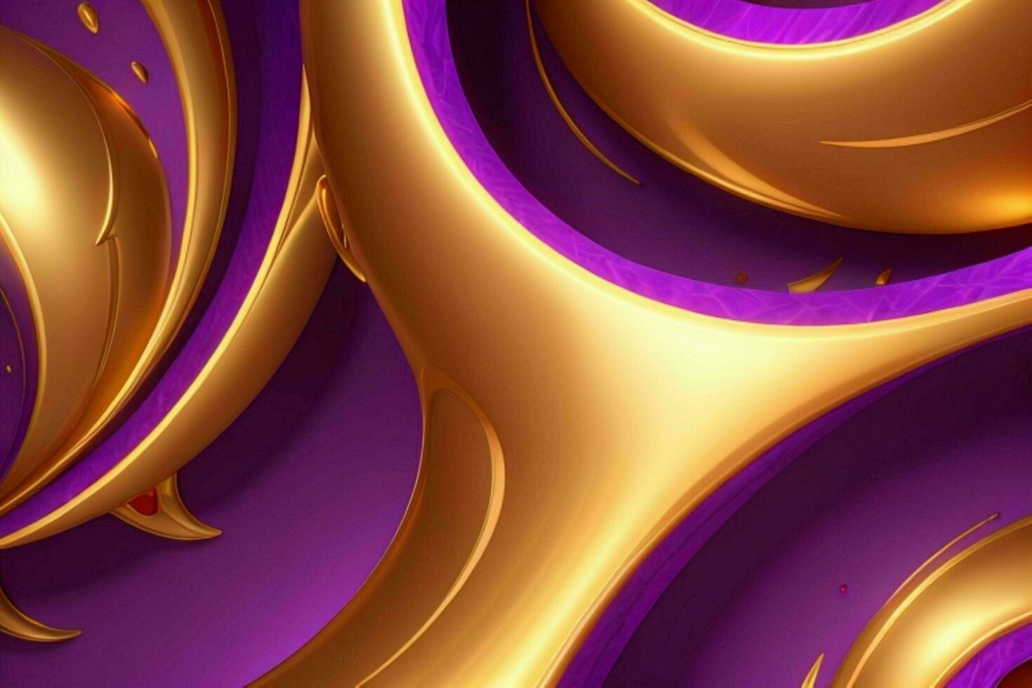 AI generated 3d rendering luxury bold purple and golden abstract background. Pro Photo