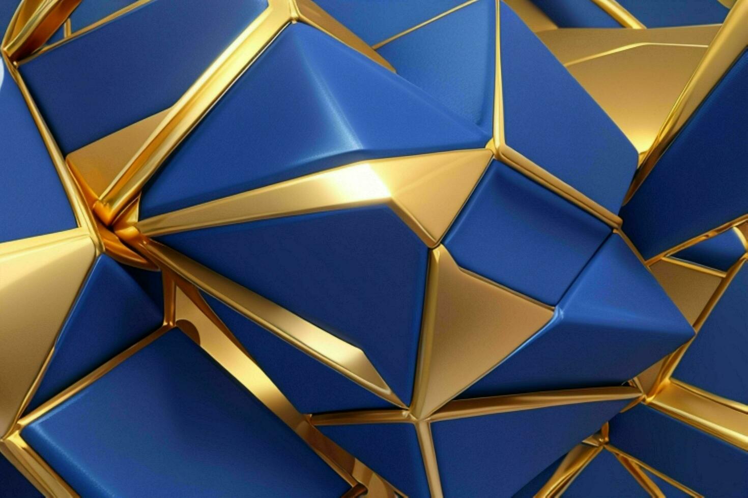 AI generated 3d rendering luxury blue and golden abstract background. Pro Photo