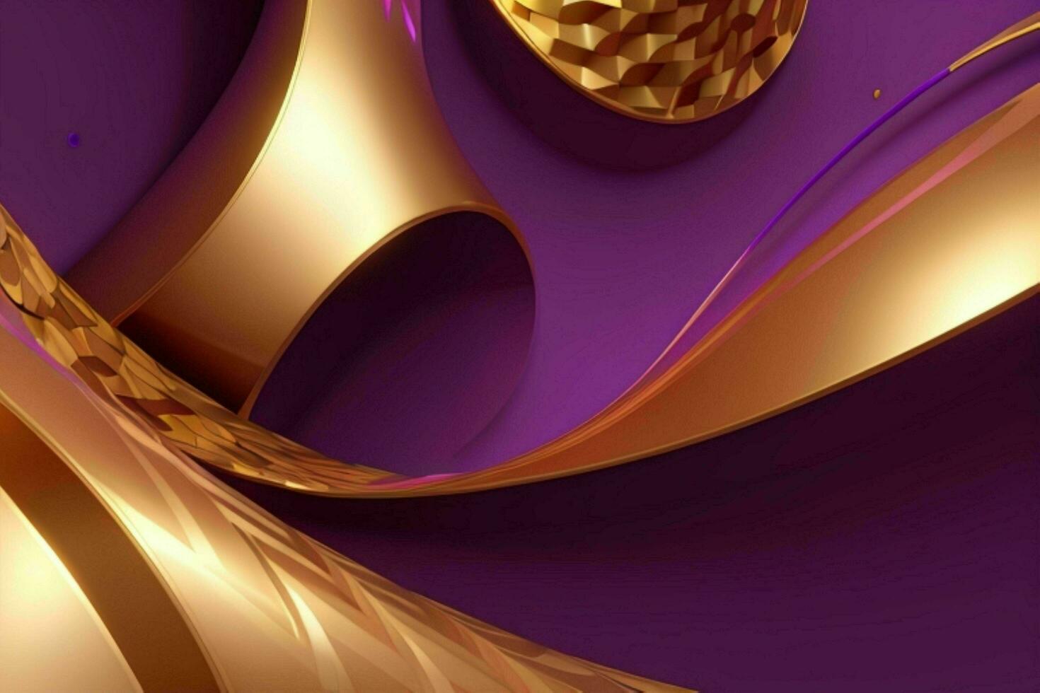 AI generated 3d rendering luxury bold purple and golden abstract background. Pro Photo