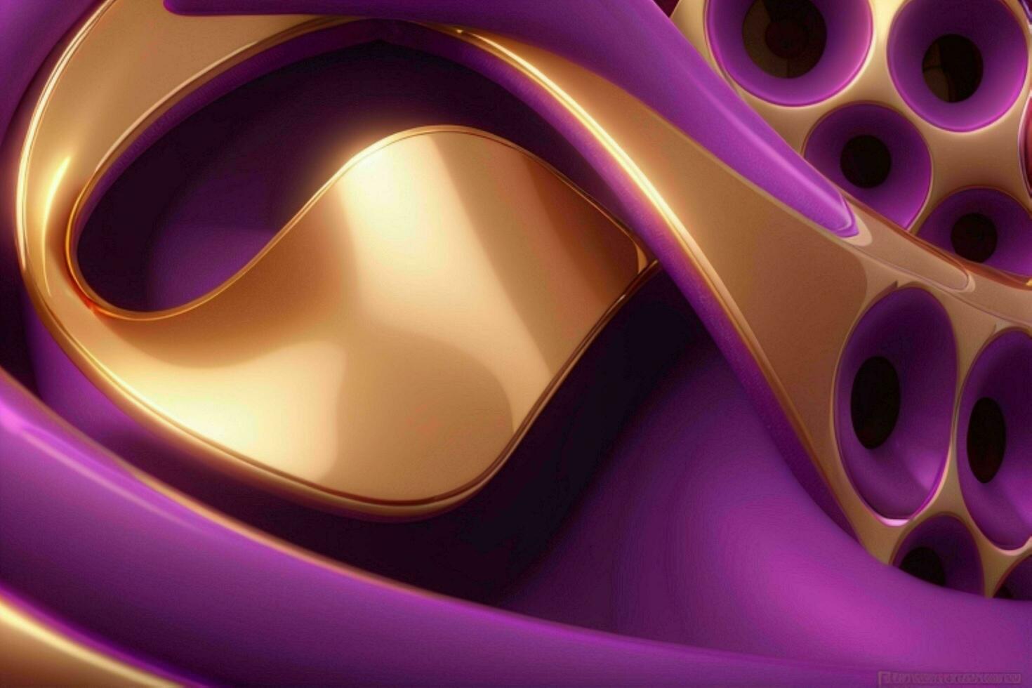 AI generated 3d rendering luxury bold purple and golden abstract background. Pro Photo