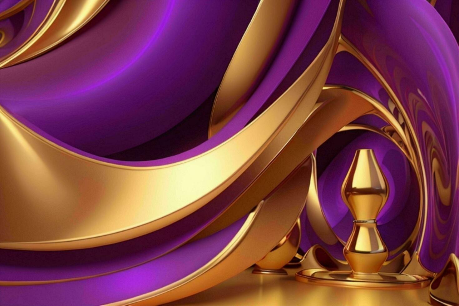 AI generated 3d rendering luxury bold purple and golden abstract background. Pro Photo