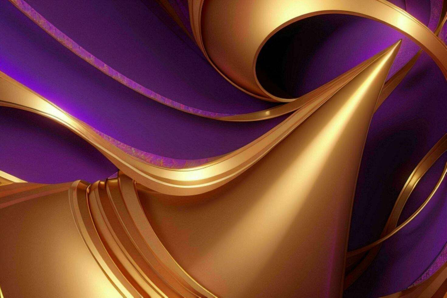 AI generated 3d rendering luxury bold purple and golden abstract background. Pro Photo