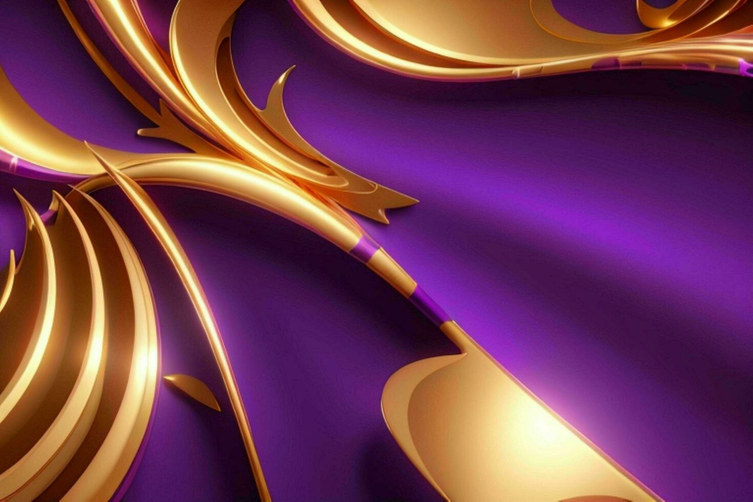 AI generated 3d rendering luxury bold purple and golden abstract background. Pro Photo