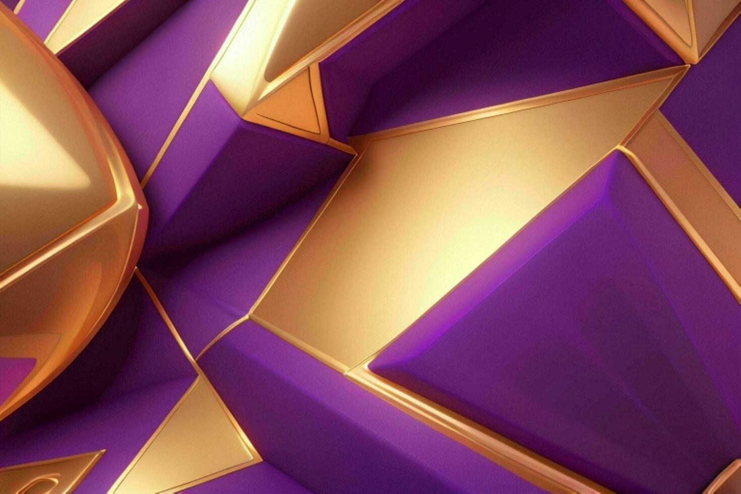 AI generated 3d rendering luxury bold purple and golden abstract background. Pro Photo