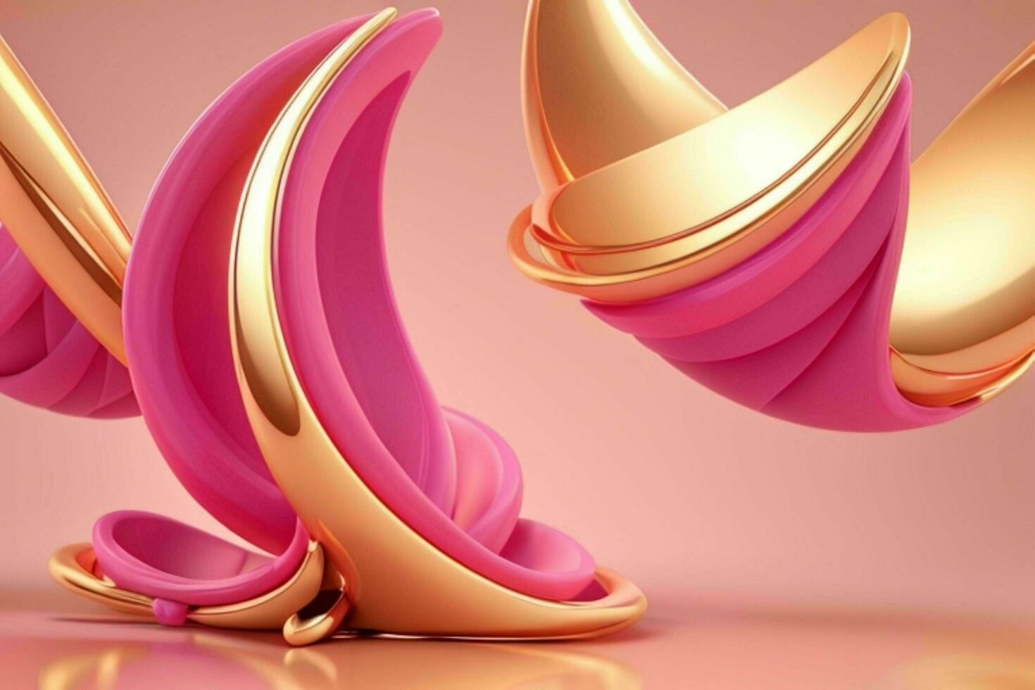 AI generated 3d rendering luxury pink and golden abstract background. Pro Photo