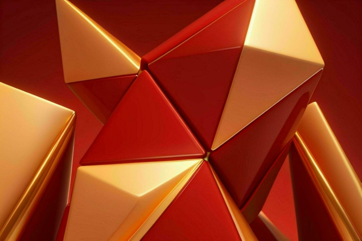 AI generated 3d rendering luxury red and golden abstract background. Pro Photo