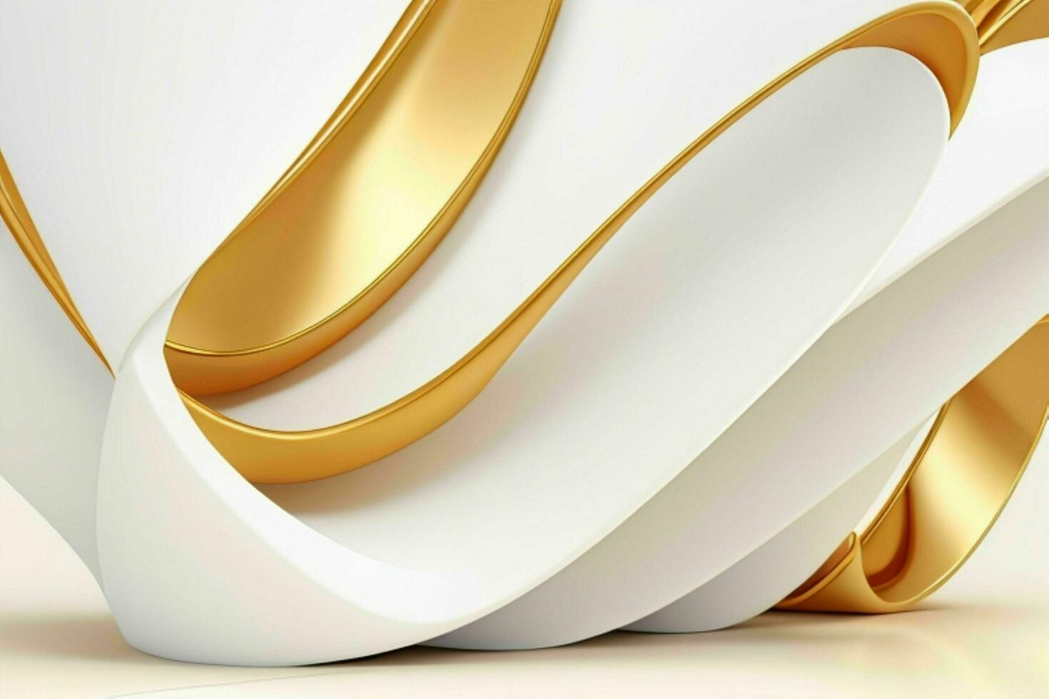 AI generated 3d rendering luxury white and golden abstract background. Pro Photo