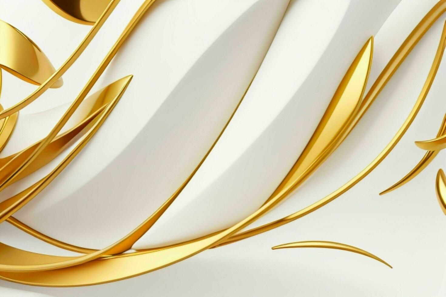 AI generated 3d rendering luxury white and golden abstract background. Pro Photo