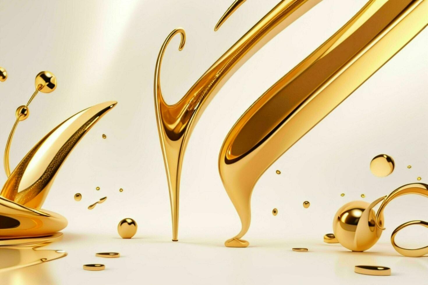 AI generated 3d rendering luxury white and golden abstract background. Pro Photo