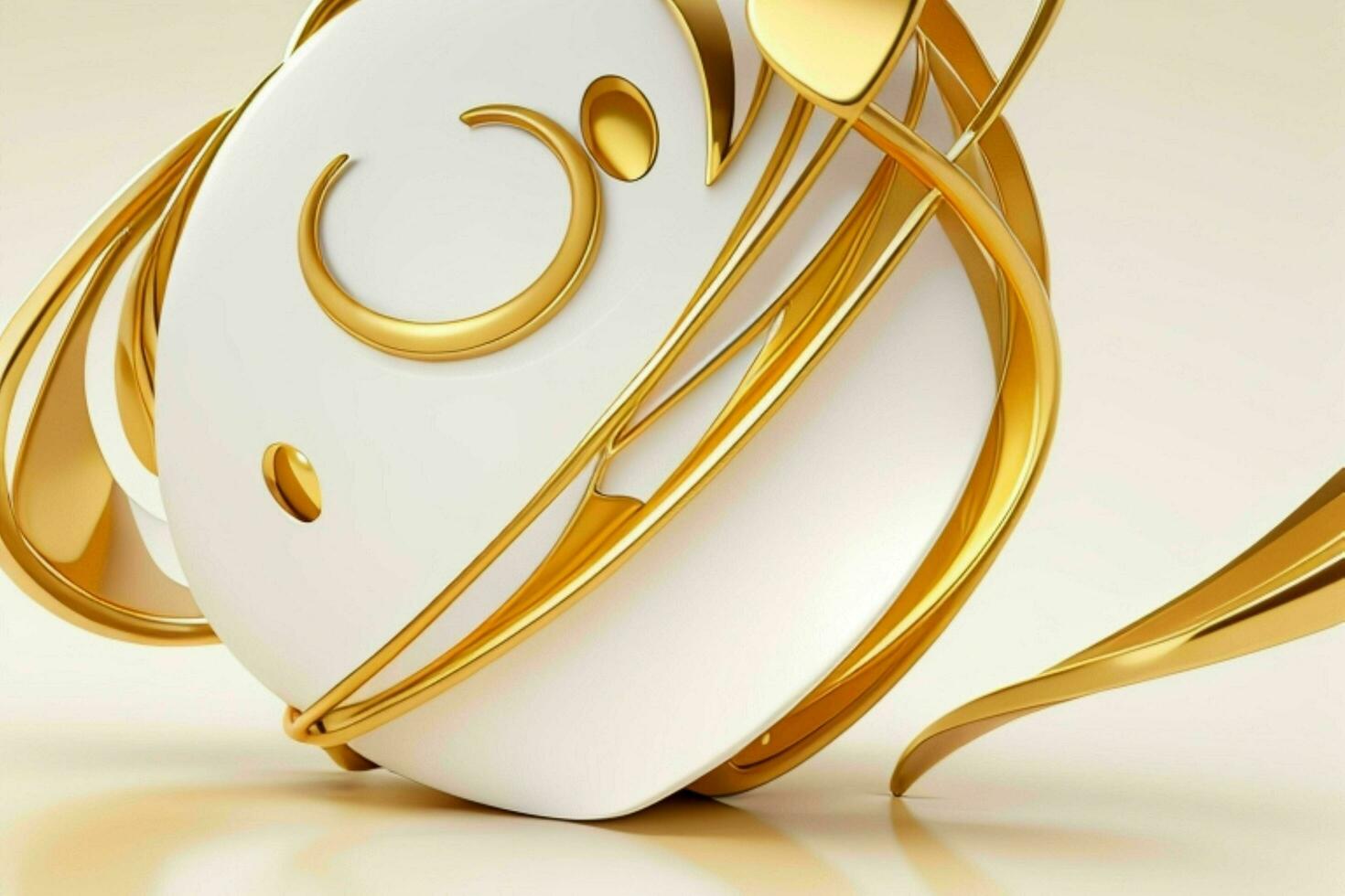 AI generated 3d rendering luxury white and golden abstract background. Pro Photo