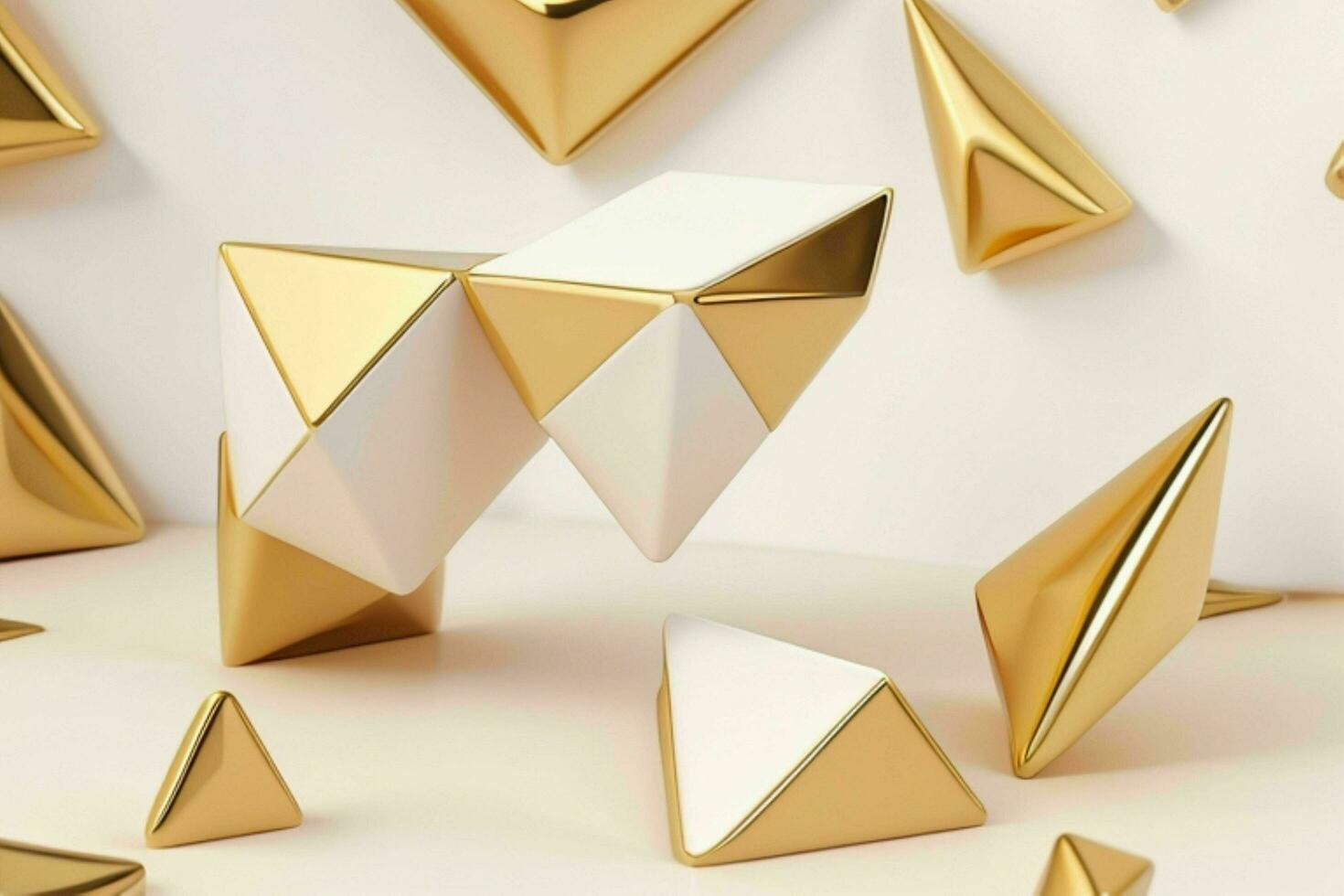 AI generated 3d rendering luxury white and golden abstract background. Pro Photo