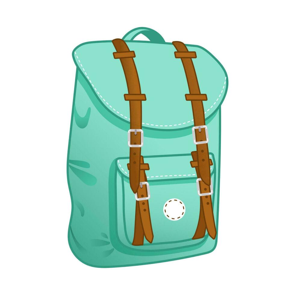 vector ilustración de un mochila en dibujos animados estilo. turquesa mochila icono.