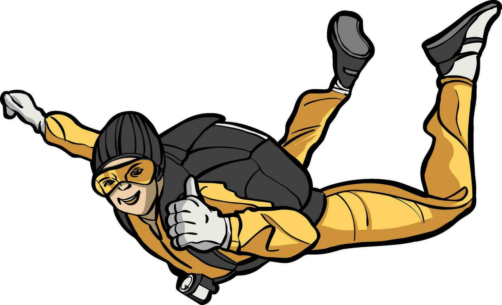 sky diving man yellow suit vector