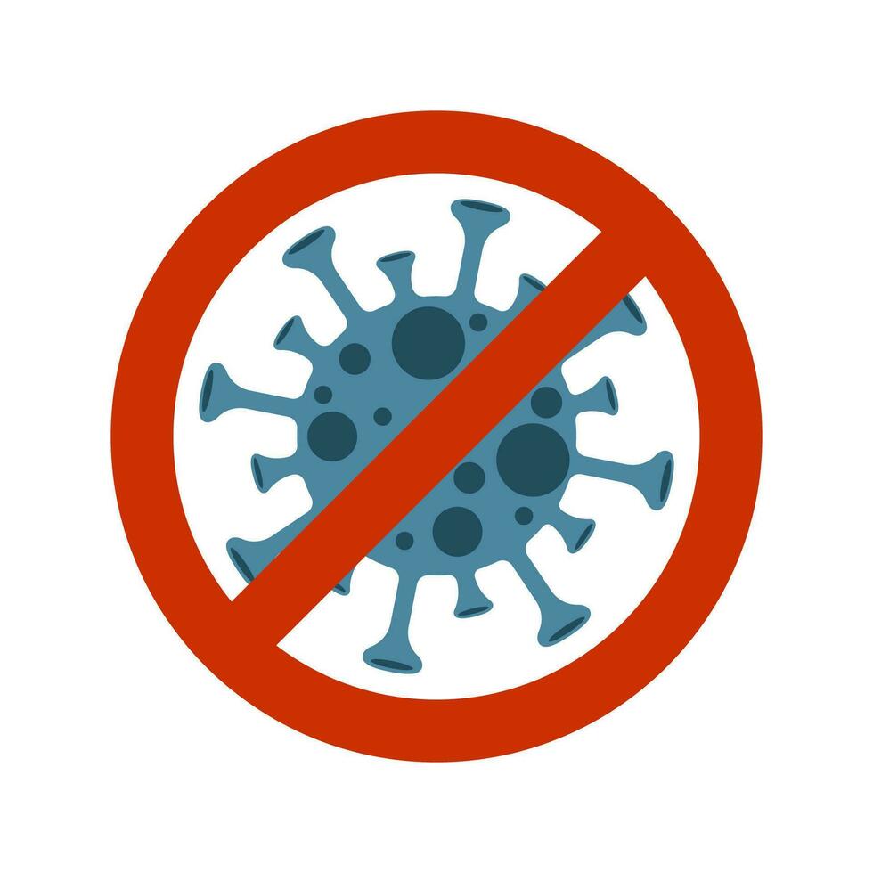 Vector sign caution virus. Stop covid or flu outbreak. Isolated simple illustration for medical design