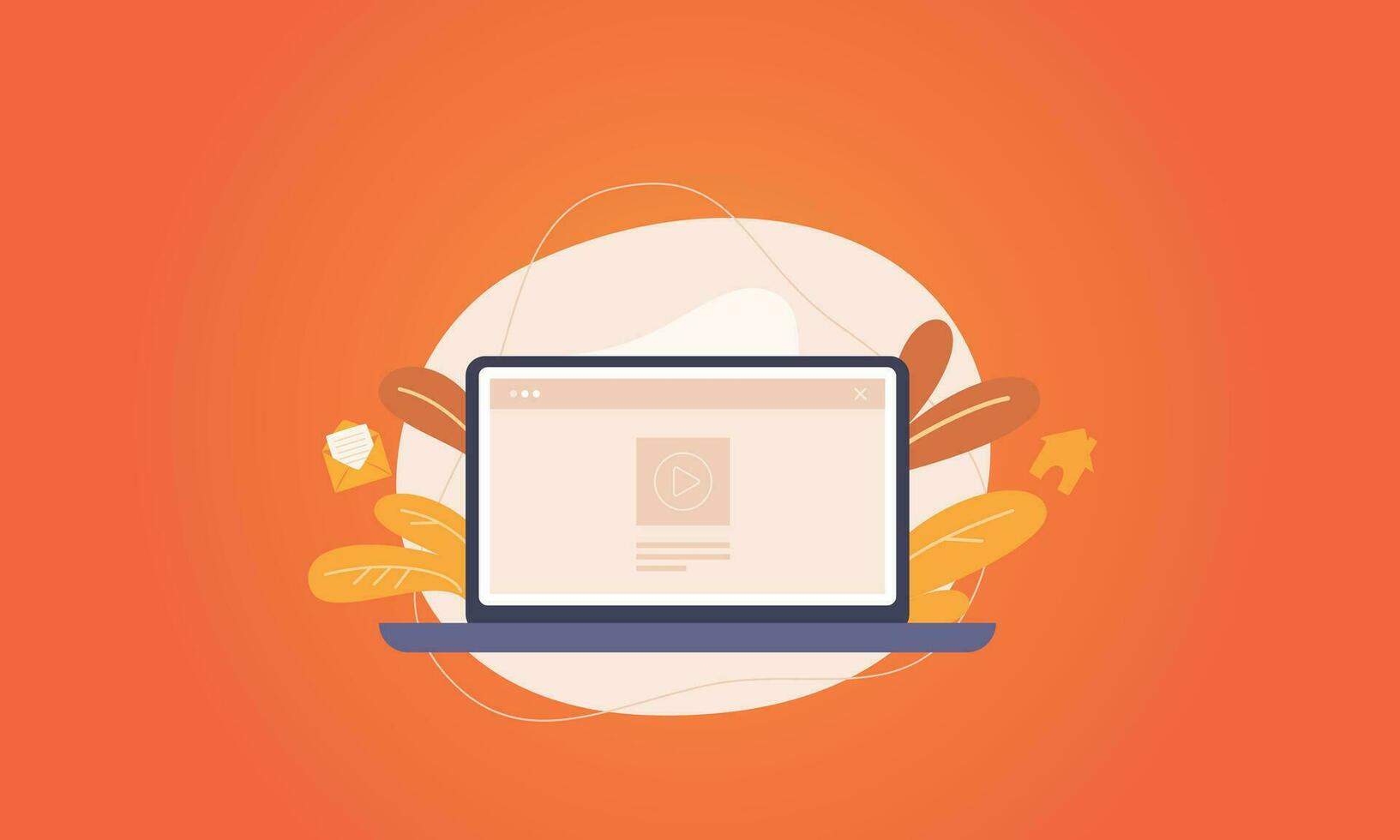 Flat vector illustration of laptop vector background