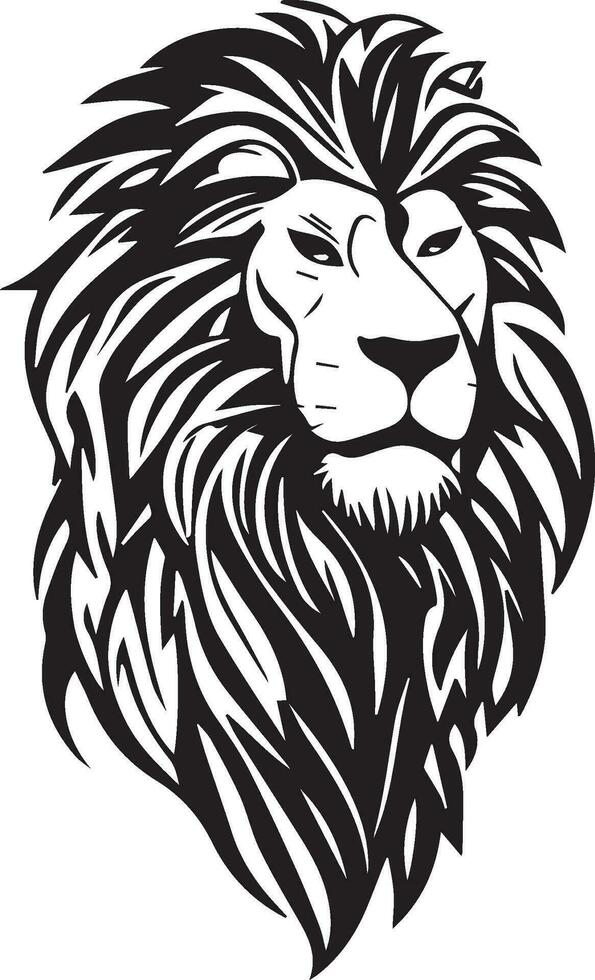 Lion simple mascot logo design illustration, black and white vector