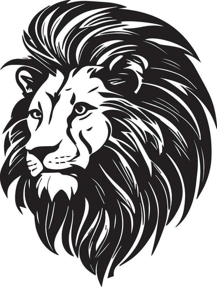 león sencillo mascota logo diseño ilustración, negro y blanco vector