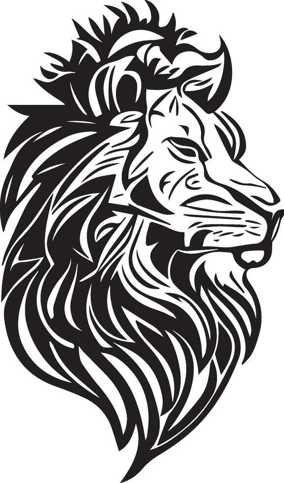 Lion simple mascot logo design illustration, black and white vector