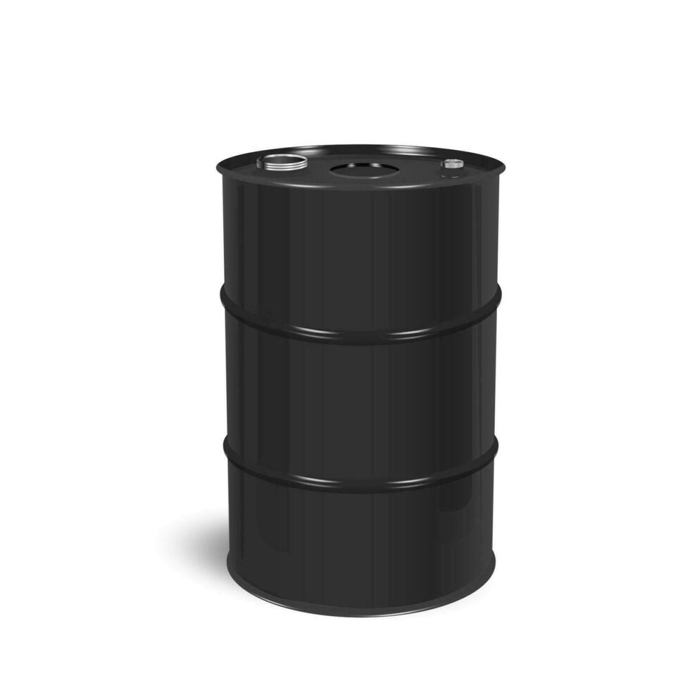 Black metal barrel with oil vector illustration isolated on transparent background.