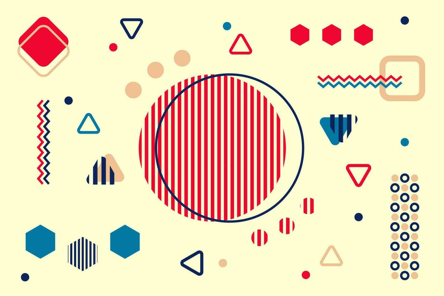 Abstract background in The Memphis style. Chaotically arranged geometric shapes on a light background vector